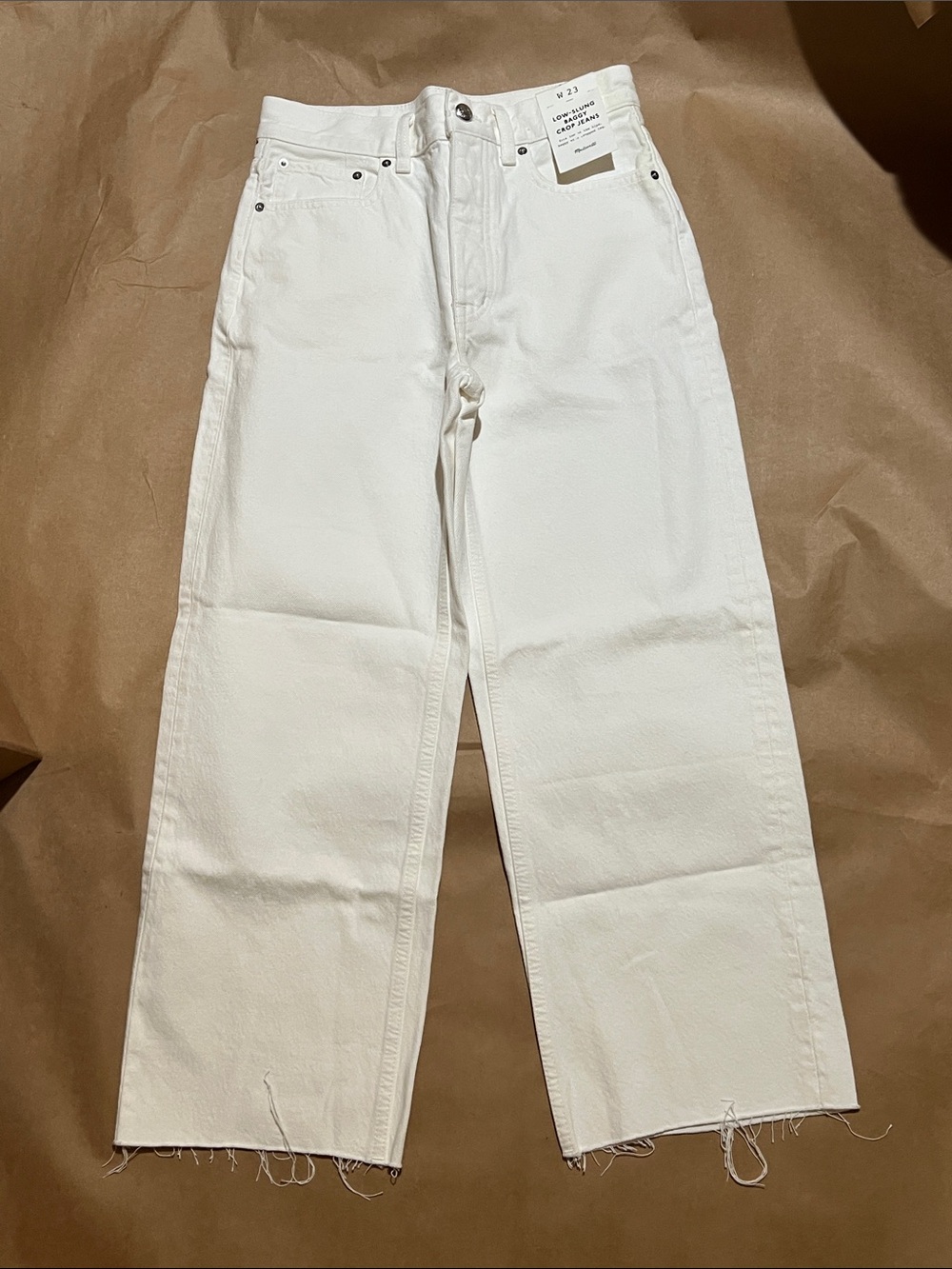 Madewell White low slung baggy Cropped Jeans